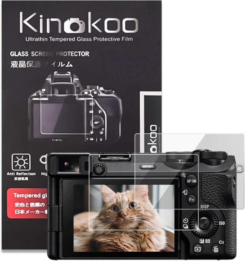 kinokoo حماية شاشة لكاميرا سوني A6700 A7C II ZV-E1 ZVE1 A7C2 - زجاج مقسى بسمك 0.25 مم وصلابة 9H فيلم شفاف خالي من الفقاعات/مضاد للخدش (عبوة 2) - Image 1